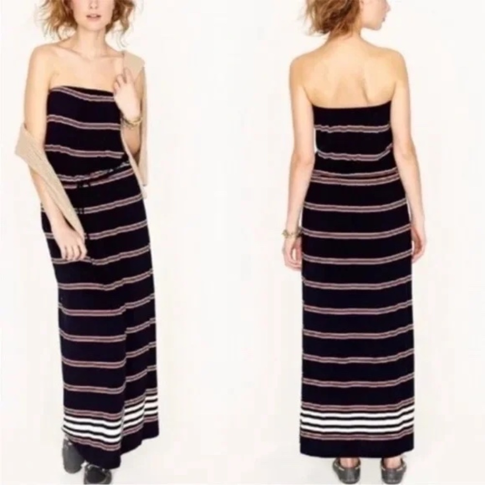 J. Crew Strapless Striped Maxi Dress M